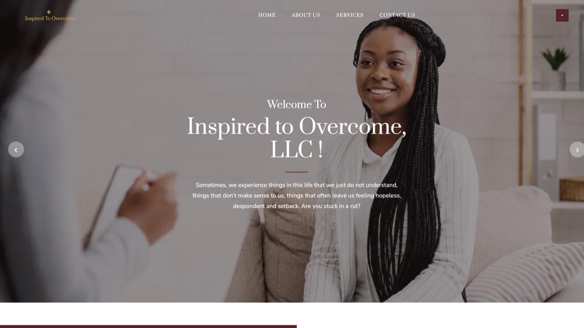 Inspired to Overcome professional-services website designed by EK Studio.